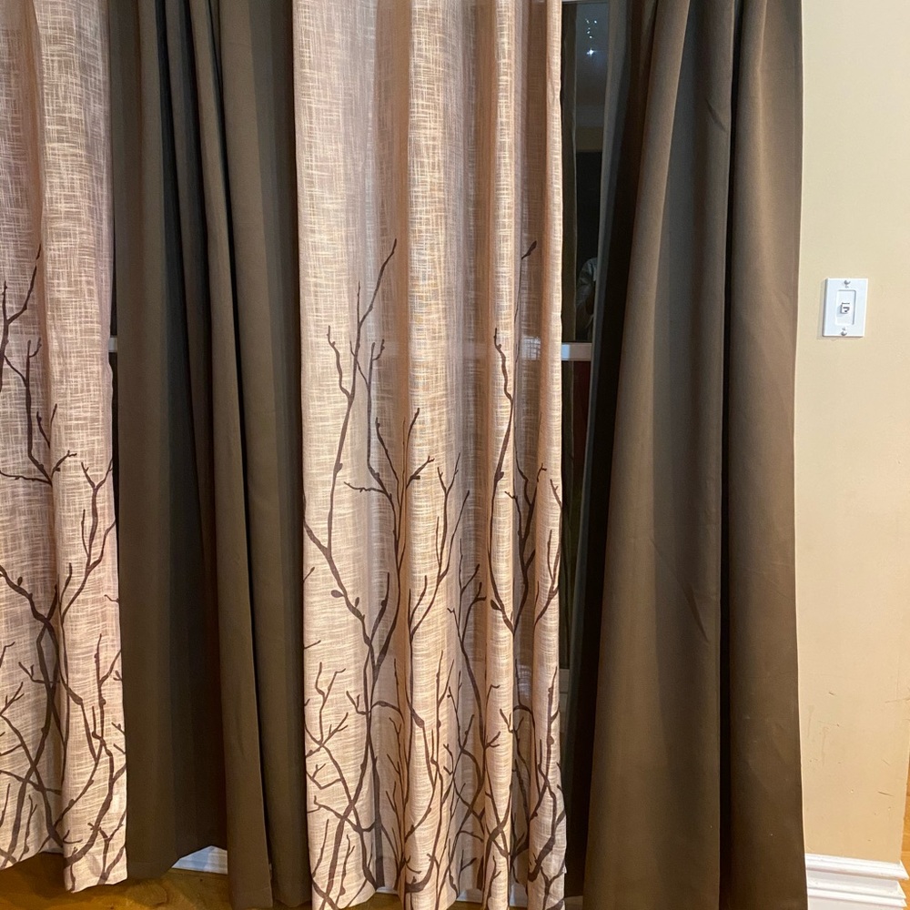 8 curtain panels - 5 brown/3 beige